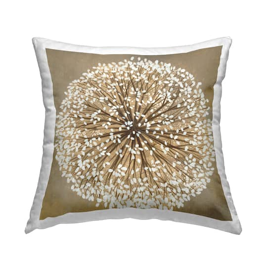 Stupell Industries Abstract Dandelion Flower Full Bloom Brown White Throw Pillow 18" x 18"